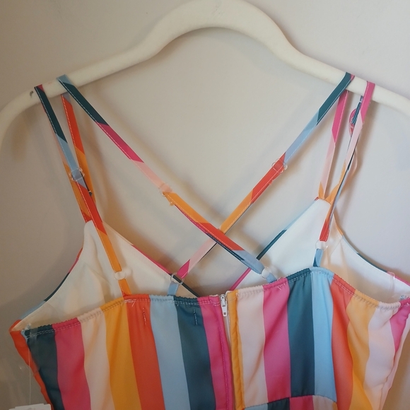 Midnight Doll Multi Color Strpe Dress With Adjustable Straps Size 7 - Picture 8 of 10